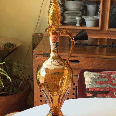 Empoli Italian Glass footed decanter in Amber 