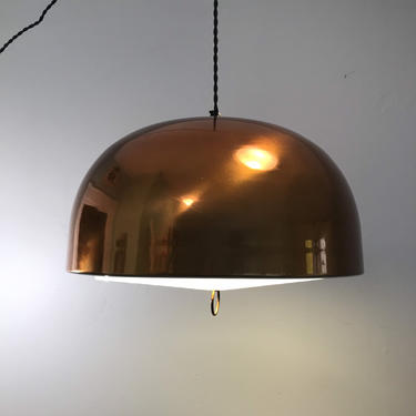 Large Copper Pendant Light Mid Century Four Flamed Mid-Century Modern Copper Pendant for Over a Table Lamp Hanging Light, 1960s 