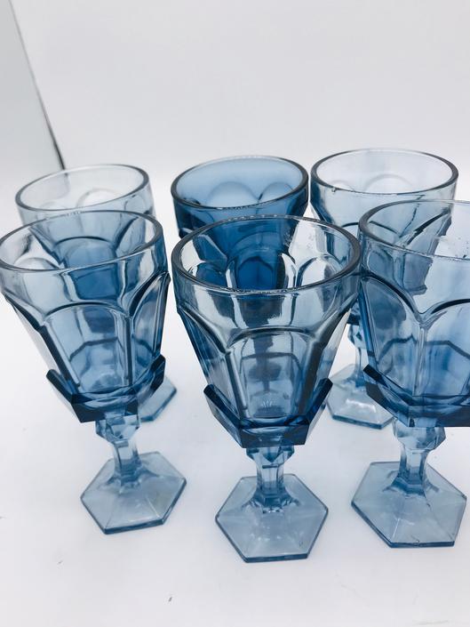 Water Glass Goblet Fostoria Virginia Dark Blue 