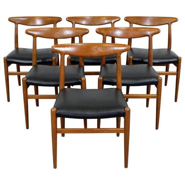 Hans Wegner W2 Teak Dining Chairs Mid-Century Modern Danish Modern Set of 6 