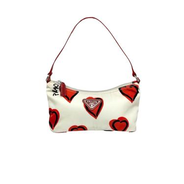 Prada White Nylon Heart Shoulder Bag