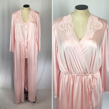 Vintage 60s Negligee set | Vintage soft pink three piece pajama set | 1960s Collections JC Penneys pjs and robe 