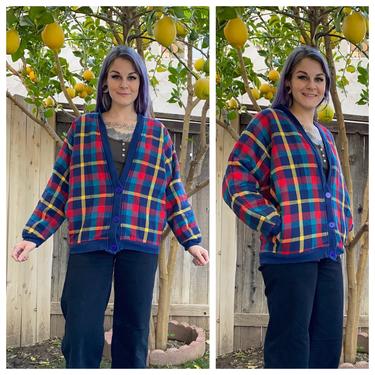 Vintage 1990’s Colorful Plaid Puffy Quilt Jacket 