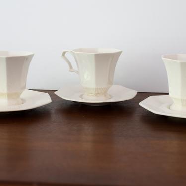 Set of 3 Independence Ironstone Teacups with Saucers 