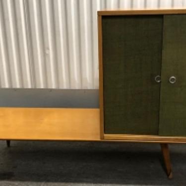 Paul McCobb Bench and Grass Cloth Cabinet Original Planner Group by Winchendon BirchWood