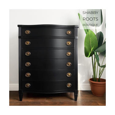 NEW! Tall black vintage dresser chest of drawers antique bow front mahogany bureau- San Francisco, CA by Shab