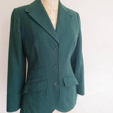 1950s Green Wool Pendleton Blazer Fitted / 50s Forest Green Wool Jacket / S - M / Patrice 