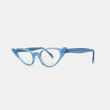 Vintage 60s Unworn Glasses FRAMES / 1960s Bright Sky Blue Cat-Eye CATEYE Eyeglasses 