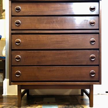 Danish Style Tall Chest\/Dresser in Walnut by Stanley Furniture-1960&#8217;s