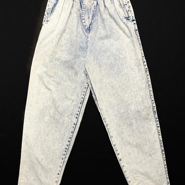 Vintage 1980s RIO Acid Wash Jeans ~ measure 25 x 29.25 ~ Super High Waist / Tapered Fit ~ 80s ~ size 1 ~ 25 waist 