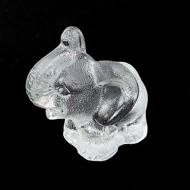 Vintage Modern GOEBEL Glass Elephant Figurine Paperweight German Glass Germany 1970s / 80s Modernist Textured Glass Design 