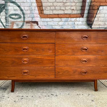 American Walnut 8 drawer dresser credenza mid century nice design very clean with carved pulls 