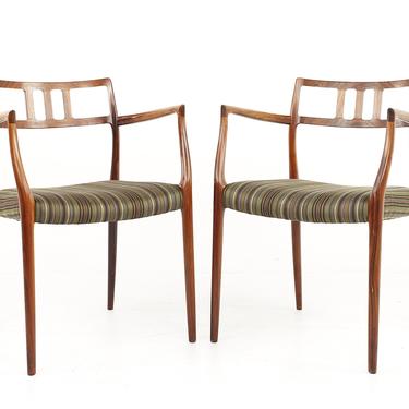 Niels Otto Moller Mid Century Rosewood Captains Dining Chairs - A Pair - mcm 