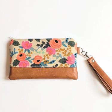 Rifle Paper Co Les Fleurs Wristlet: Small Bag, Wristlet Clutch, Bridesmaid Gift, Phone Wristlet, Floral Bag 