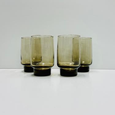 Vintage Libbey Tawny Accent Glasses / Tumbler / Smoke Brown / Set of 4 / FREE SHIPPING 