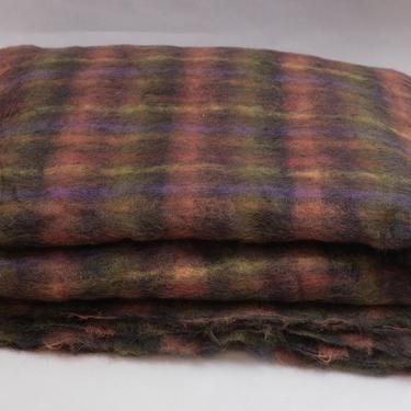 Vintage Mohair Wool Multicolored Plaid  5 Yards 