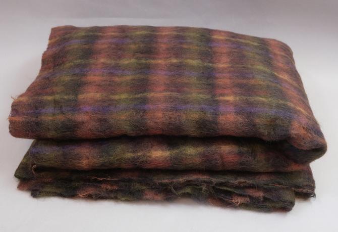 Vintage Mohair Wool Multicolored Plaid  5 Yards 