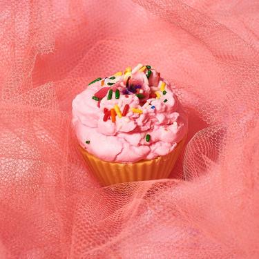 Pink Sprinkle Cupcake Candle