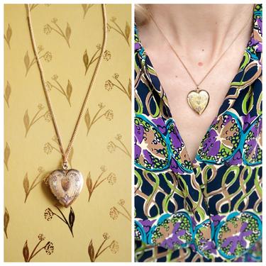 1940s Locket // Heart Gold Fill & Rose Gold Locket // vintage 40s locket 