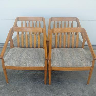 Mid Century Modern Low Game Table Chairs - Set of 4 