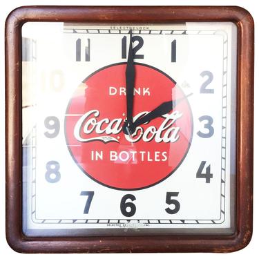Art Deco Coca-Cola Wood Frame Wall Clock by Selected Devices 