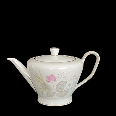Vintage Mid Century Modern ROSENTHAL Porcelain BETTINA Parisian Spring Pattern Floral Scene Teapot Pot 1950s Off White & Gold Germany 