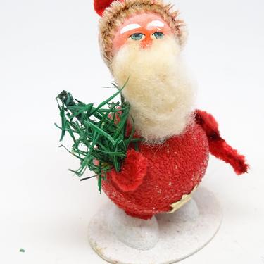 Antique 1940's German Bobble Head Santa, Hand Painted for Christmas, Goose Feather Tree, Vintage Retro , US Zone Germany 