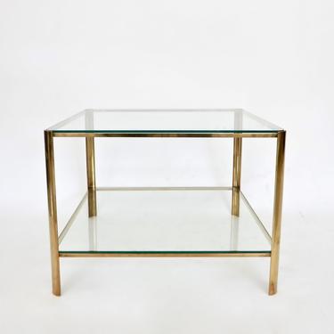 Jacques Quinet French Bronze and Glass Two Level Side Table 
