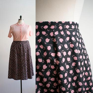 Vintage 1950s A Line Skirt / Black Cotton A Line Skirt / Vintage Plus Sized Skirt / 1950s Skirt XXL / Vintage Lane Bryant Skirt / Plus Size 