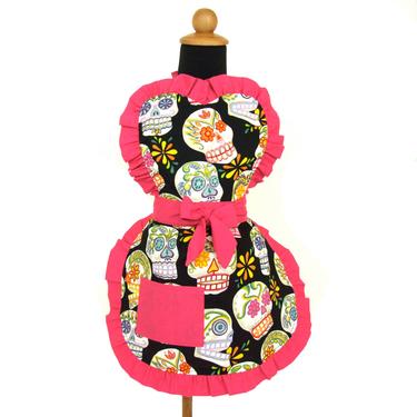 Mexican Sugar Skulls Girls Apron / One size Fits Ages 2-10 