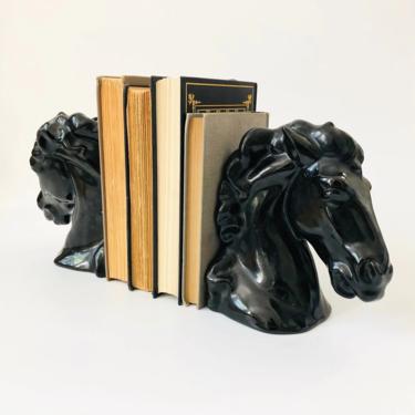 Pair of Vintage Ceramic Horse Bookends 