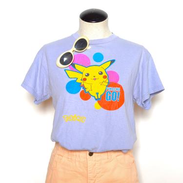 Vintage 90's Pikachu GO Pastel Graphic T-Shirt Sz XS/S 