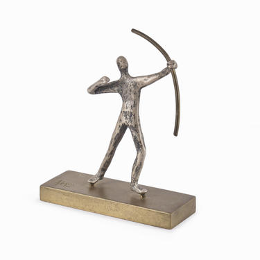925 Silver Bronze Sculpture Archer Modernist Miniature Alexia Jewelry 