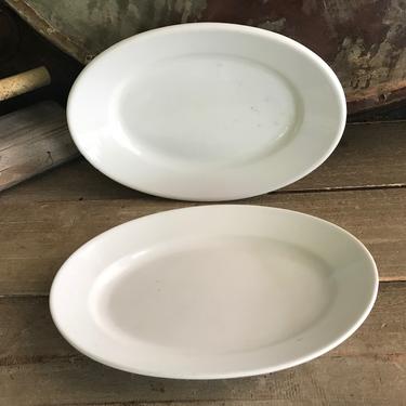 1 French White Ironstone Platter, White Oval Serving Dish, 11 inch, Made in France, French Farmhouse Cuisine 