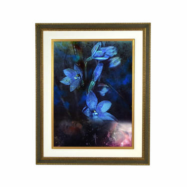 Yankel Ginzburg “Night Dreams” Surrealist Painting Spirit Woman w Blue Flowers 
