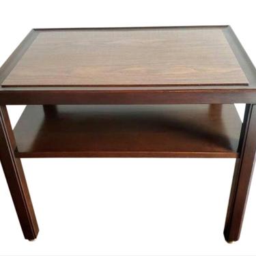 1950s/1960s Edward Wormley for Dunbar Furniture Mid-Century Tiered Mahogany & Bookmatched Walnut Side Table by RabidRabbitAntiques