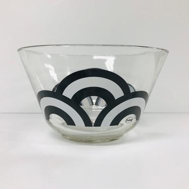 Vintage Colony Glass/ Arch/ Op Art/  Rainbow/ Black/ White/ Serving Bowl/ FREE SHIPPING 