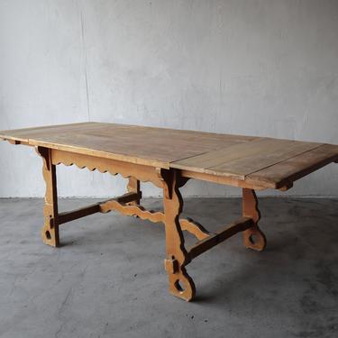 Antique Swedish Industrial Trestle Dining Table 