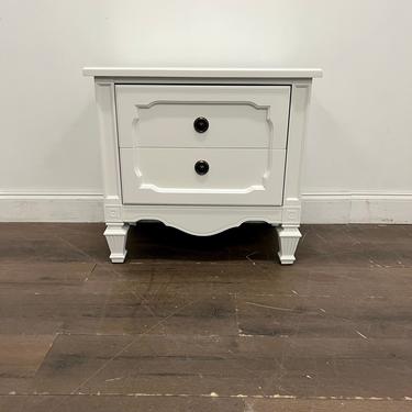 AVAILABLE: White Lacquered Nightstand 