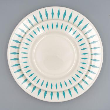Homer Laughlin Best China Turquoise Diamond Plates (Dinner or Side) | Vintage Restaurant Ware | Atomic Mid Century Modern Dinnerware 