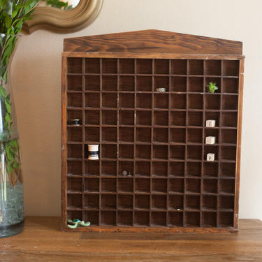 large wooden curio shelf - 100 compartments 