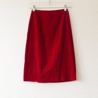 red corduroy mini skirt 