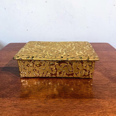 Vintage Kingwood Weeping Bright Gold Mid Century Modern Candy Box 