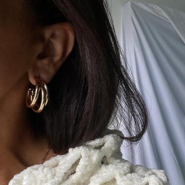 vintage goldtone minimal triple hoop earrings 
