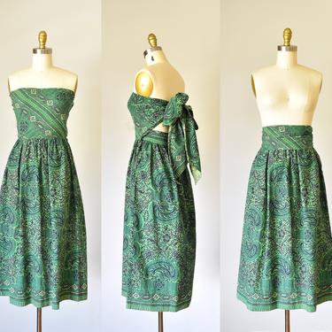 Audra 1950s convertible cotton batik wrap dress, halter dress, vintage skirt, summer dress 