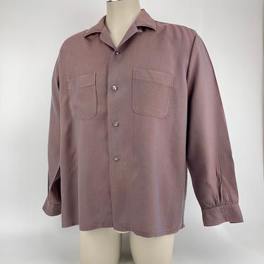 1950's Iridescent Shirt - Classic Casuals Label - Rayon Fabric - Metal Buttons - Patch Pocket - Loop Collar - Size Large 