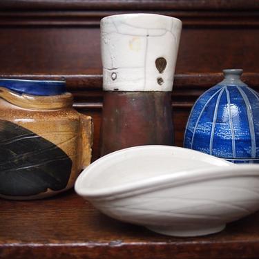 4 Available: Thomas Tommy KAKINUMA STUDIO POTTERY Vase Jar Vessel Bowl Dish Raku, Mid-Century Modern ceramic, raymor bitossi dansk eames era 