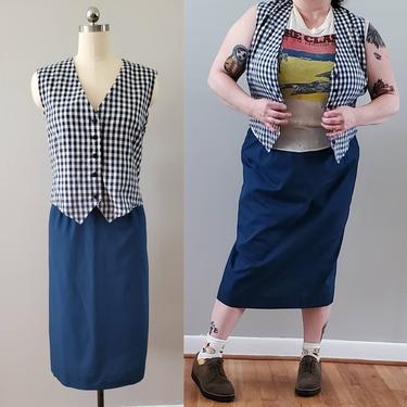 1970s Skirt and Vest Set 70s Dress 70's Women's Vintage Size XL 