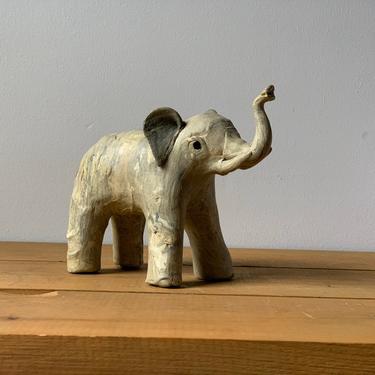 Antique Papier Mache Elephant Figurine 
