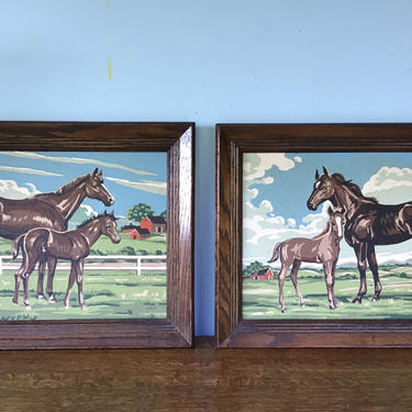 Vintage Paint by Number Set of Horse Paintings - Retro PBN Horse cool! 